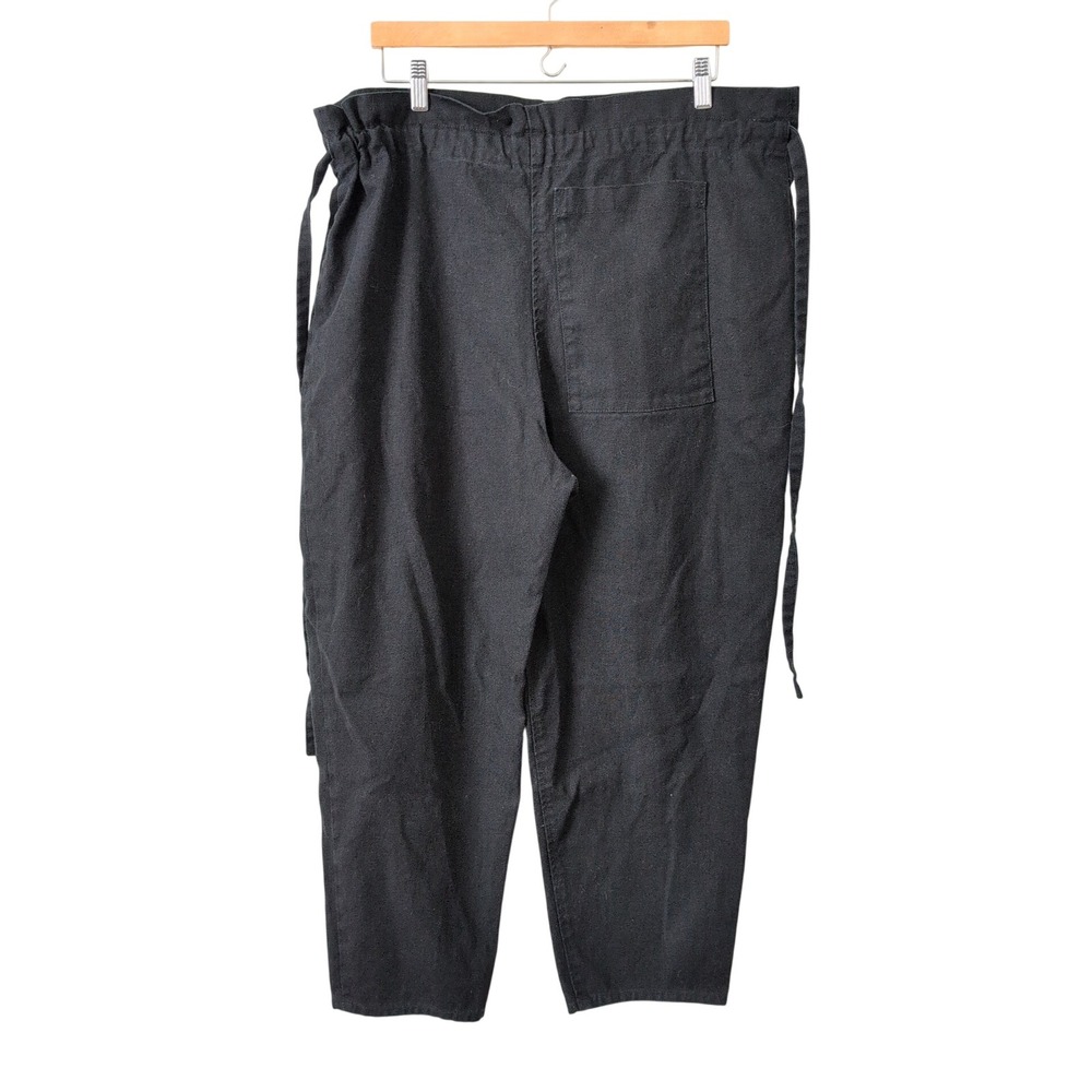 Eli & Barry Black Organic Hemp Canvas Pants Tie Waist Adjustable One Size OS 16‎